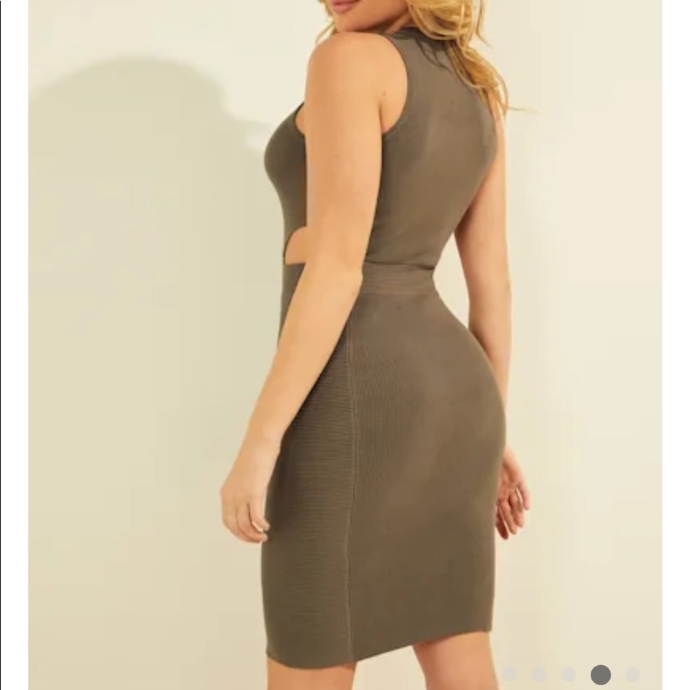 Guess cutout bodycon rib sleeveless dress size XS teal blue cocktail club - Picture 15 of 16